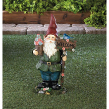 Load image into Gallery viewer, Solar Bluebird Gnome Welcome Statue
