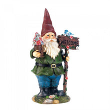 Load image into Gallery viewer, Solar Bluebird Gnome Welcome Statue
