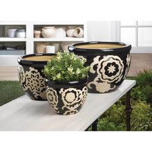 Load image into Gallery viewer, Floral Nights Ceramic Planter Set
