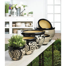 Load image into Gallery viewer, Floral Nights Ceramic Planter Set
