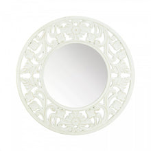 Load image into Gallery viewer, Carved Round White Wall Mirror
