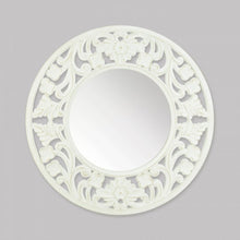 Load image into Gallery viewer, Carved Round White Wall Mirror
