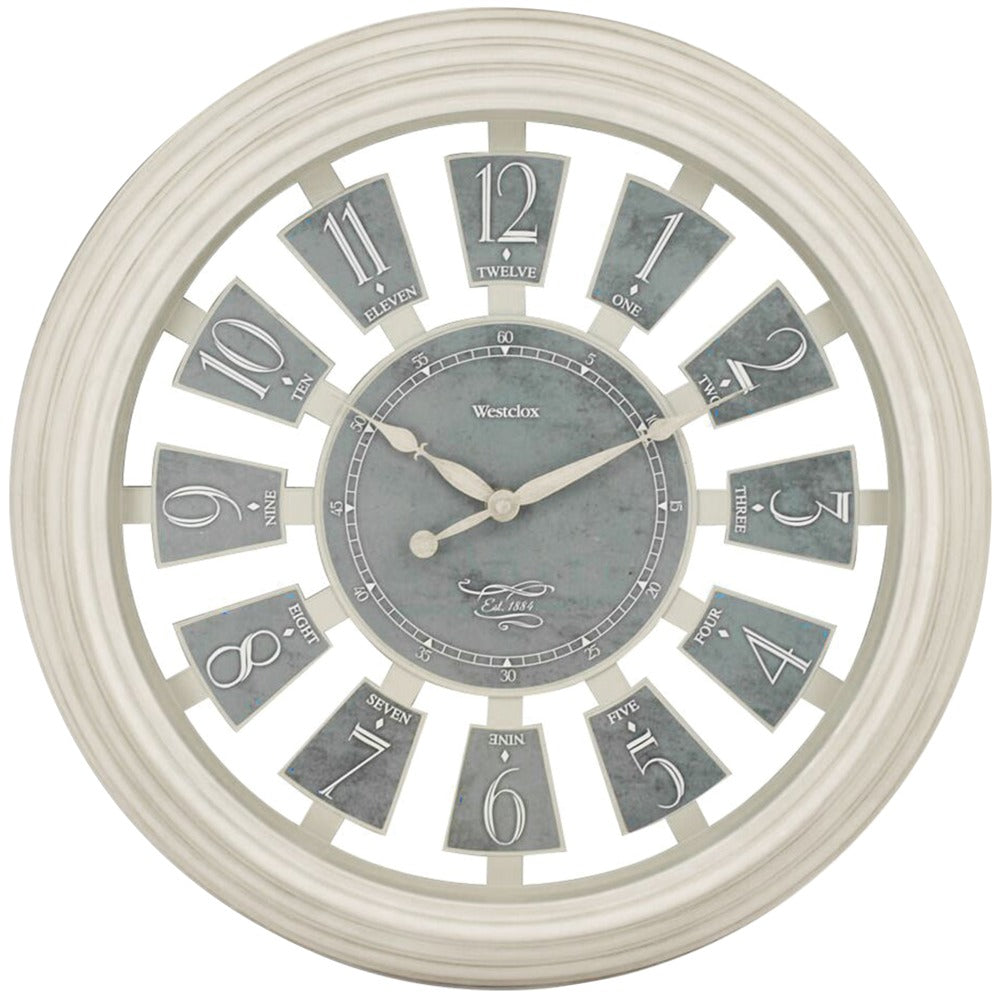 Antique White Panel Clock (16in)